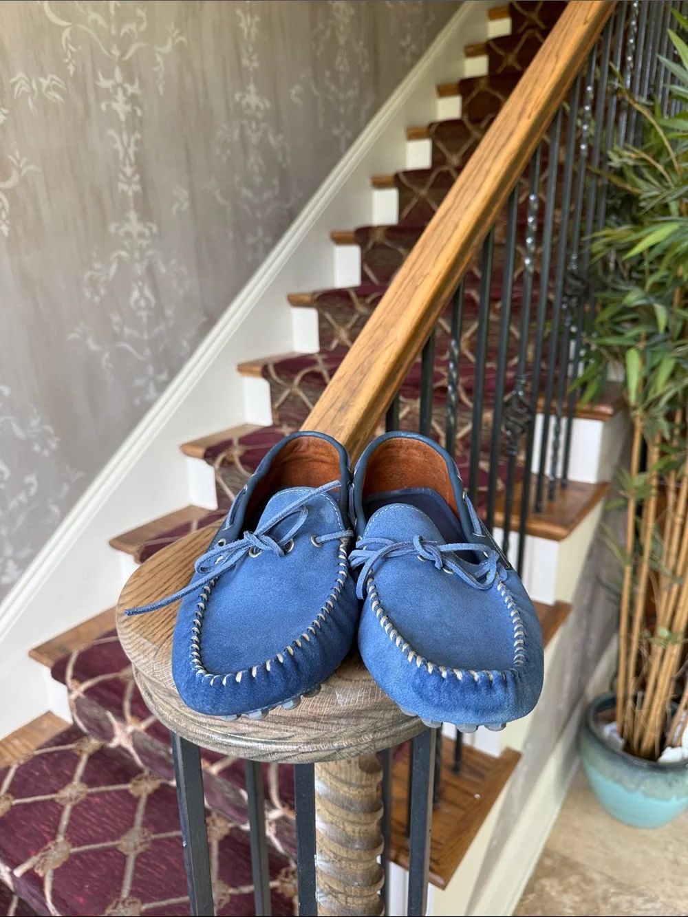 ZARA MAN men’s blue suede Driver loafers EURO 43 US size 10